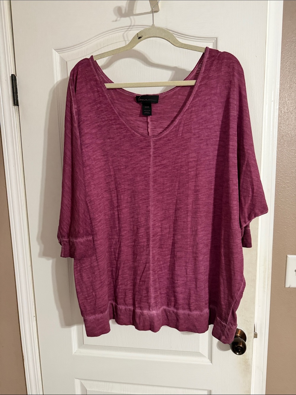 Lane Bryant Raspberry V-Neck Dolman Pullover Hoodie